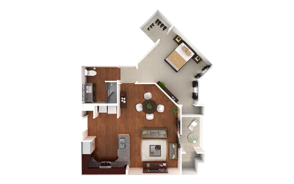 Dillon - 1 bedroom floorplan layout with 1 bath and 819 square feet.
